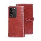 For vivo V29 5G Global idewei Crocodile Texture Leather Phone Case(Red) - 1