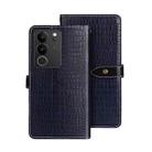 For vivo V29 5G Global idewei Crocodile Texture Leather Phone Case(Dark Blue) - 1