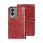 For vivo Y17s 4G Global idewei Crocodile Texture Leather Phone Case(Red) - 1