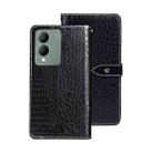 For vivo Y17s 4G Global idewei Crocodile Texture Leather Phone Case(Black) - 1