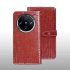 For vivo X100 Pro idewei Crocodile Texture Leather Phone Case(Red) - 1