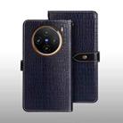 For vivo X100 idewei Crocodile Texture Leather Phone Case(Dark Blue) - 1