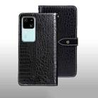 For vivo V30 idewei Crocodile Texture Leather Phone Case(Black) - 1