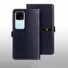 For vivo V30 idewei Crocodile Texture Leather Phone Case(Dark Blue) - 1