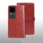 For vivo V30 Pro idewei Crocodile Texture Leather Phone Case(Red) - 1