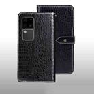 For vivo V30 Pro idewei Crocodile Texture Leather Phone Case(Black) - 1