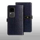 For vivo V30 Pro idewei Crocodile Texture Leather Phone Case(Dark Blue) - 1