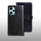 For Xiaomi Poco F5 5G idewei Crocodile Texture Leather Phone Case(Black) - 1