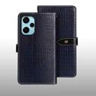 For Xiaomi Poco F5 5G idewei Crocodile Texture Leather Phone Case(Dark Blue) - 1