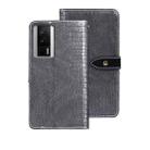 For Xiaomi Poco F5 Pro 5G idewei Crocodile Texture Leather Phone Case(Grey) - 1