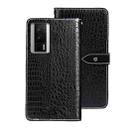 For Xiaomi Poco F5 Pro 5G idewei Crocodile Texture Leather Phone Case(Black) - 1