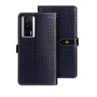 For Xiaomi Poco F5 Pro 5G idewei Crocodile Texture Leather Phone Case(Dark Blue) - 1