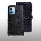 For Xiaomi Redmi Note 12 4G Global idewei Crocodile Texture Leather Phone Case(Black) - 1