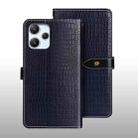 For Xiaomi Redmi 12 4G idewei Crocodile Texture Leather Phone Case(Dark Blue) - 1