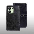 For Xiaomi Redmi Note 13 4G Global idewei Crocodile Texture Leather Phone Case(Black) - 1