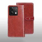 For Xiaomi Redmi Note 13 5G idewei Crocodile Texture Leather Phone Case(Red) - 1