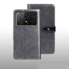 For Xiaomi Poco X6 Pro 5G idewei Crocodile Texture Leather Phone Case(Grey) - 1
