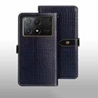 For Xiaomi Poco X6 Pro 5G idewei Crocodile Texture Leather Phone Case(Dark Blue) - 1