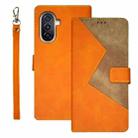 For Huawei nova Y71 idewei Two-color Splicing Leather Phone Case(Orange) - 1