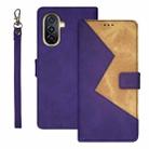For Huawei nova Y71 idewei Two-color Splicing Leather Phone Case(Purple) - 1