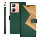 For vivo Y78 5G idewei Two-color Splicing Leather Phone Case(Green) - 1