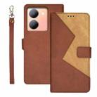 For vivo Y78 5G idewei Two-color Splicing Leather Phone Case(Brown) - 1