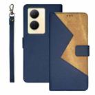 For vivo Y78 5G Global idewei Two-color Splicing Leather Phone Case(Blue) - 1