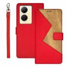 For vivo Y78 5G Global idewei Two-color Splicing Leather Phone Case(Red) - 1