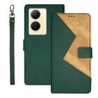 For vivo Y78 5G Global idewei Two-color Splicing Leather Phone Case(Green) - 1
