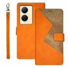 For vivo Y78 5G Global idewei Two-color Splicing Leather Phone Case(Orange) - 1