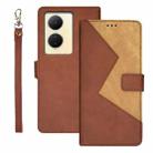 For vivo V29 Lite 5G idewei Two-color Splicing Leather Phone Case(Brown) - 1