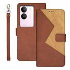 For vivo S17 idewei Two-color Splicing Leather Phone Case(Brown) - 1