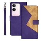 For vivo S17 idewei Two-color Splicing Leather Phone Case(Purple) - 1