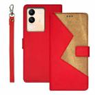 For  vivo V29E 5G Taiwan, China idewei Two-color Splicing Leather Phone Case(Red) - 1