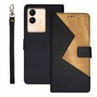 For  vivo V29E 5G Taiwan, China idewei Two-color Splicing Leather Phone Case(Black) - 1