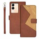 For  vivo V29E 5G Taiwan, China idewei Two-color Splicing Leather Phone Case(Brown) - 1