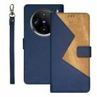 For vivo X100 Pro idewei Two-color Splicing Leather Phone Case(Blue) - 1