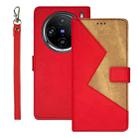 For vivo X100 Pro idewei Two-color Splicing Leather Phone Case(Red) - 1