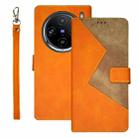 For vivo X100 Pro idewei Two-color Splicing Leather Phone Case(Orange) - 1