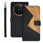 For vivo X100 idewei Two-color Splicing Leather Phone Case(Black) - 1