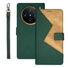 For vivo X100 idewei Two-color Splicing Leather Phone Case(Green) - 1