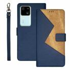 For vivo V30 idewei Two-color Splicing Leather Phone Case(Blue) - 1