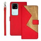 For vivo V30 idewei Two-color Splicing Leather Phone Case(Red) - 1