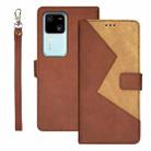 For vivo V30 idewei Two-color Splicing Leather Phone Case(Brown) - 1