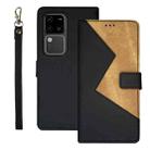 For vivo V30 Pro idewei Two-color Splicing Leather Phone Case(Black) - 1