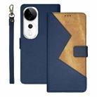 For vivo V40 5G idewei Two-color Splicing Leather Phone Case(Blue) - 1
