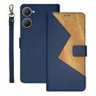 For vivo Y03 4G Global idewei Two-color Splicing Leather Phone Case(Blue) - 1