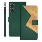 For vivo Y03 4G Global idewei Two-color Splicing Leather Phone Case(Green) - 1