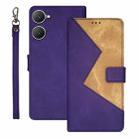 For vivo Y03 4G Global idewei Two-color Splicing Leather Phone Case(Purple) - 1