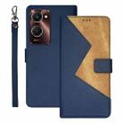 For vivo Y28s 5G idewei Two-color Splicing Leather Phone Case(Blue) - 1